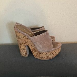 CASADEI  cork platform heel sandal suede clog size 8.5